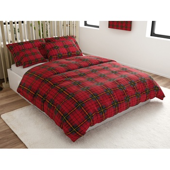 Jerry Fabrics Vianočné bavlna obliečky Kárované červené 140x200 70x90