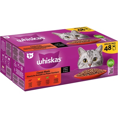 Whiskas 1+ Adult klasický výber v omáčke 144 x 85 g