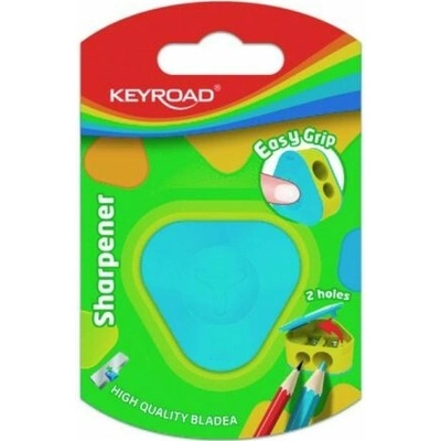 Strúhadlo KEYROAD plastové s dvomi otvormi, blister, mix farieb