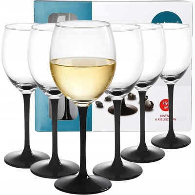 Design Skleničky na bílé víno Altom Onyx bezbarvé černé 6 x 250 ml