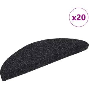 vidaXL Самозалепващи се постелки за стълби, 20 бр. , 56x17x3 см, черни, полукръгли (3365669)