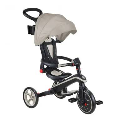 Детска триколка 4 в 1 globber explorer trike foldable, сгъваема, бежов цвят