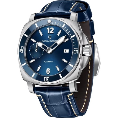 Pagani Design Мъжки часовник Pagani Design Bower, Механичен, Естествена кожа, Син (PD-1820-LEATHER-BLUE)