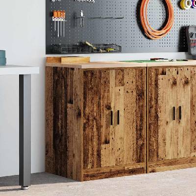 vidaXL Гаражен шкаф за съхранение, старо дърво, 60x51x85 см, бор масив (860578)