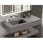 Inter Ceramic Мивка за баня PIETRA 12049/120G LEFT БЕЗ ОТВОР, стенен монтаж, кварц, сив мат, 120x50x18см (12049/120G LEFT БЕЗ ОТВОР)