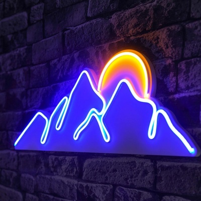 Wallexpert Dekorativní plastové LED osvětlení Mountain - Blue - Yellow, Modrá, Žlutá