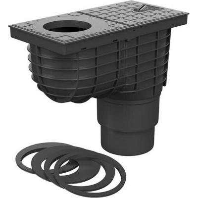 Midas Gaiger DN 100/125 spodní redukční kroužky 75 - 125 mm se suchou protizápachovou klapkou černý