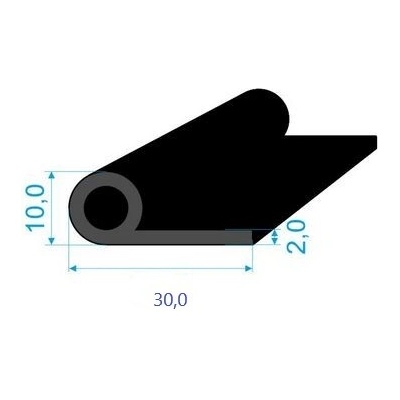 350236 Pryžový profil tvaru "P" s dutinkou, 30x10/2mm EPDM 70ShA