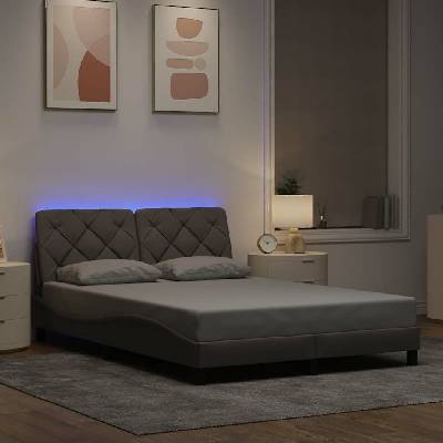 vidaXL Rám postele s LED bez matrace taupe látka