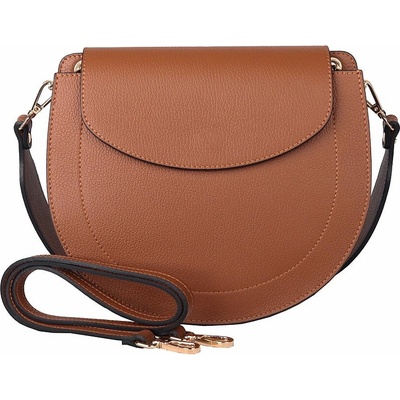 Vera Pelle Středně velká kožená pevná kabelka na rameno/crossbody no. 377 hnědá