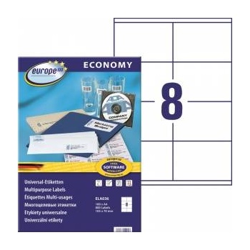 EUROPE100 Labels Europe100 A4 105x70mm white (100)