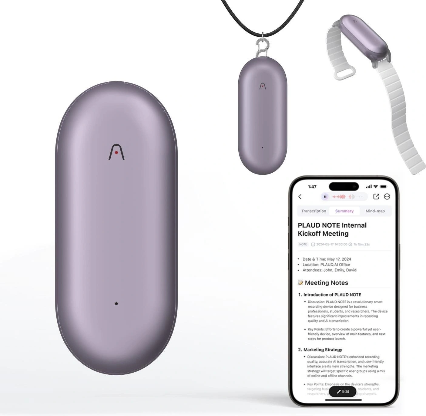 PLAUD NOTE NotePin Gray 通常版 NP-64G-GR-1（PLAUD NotePin） 