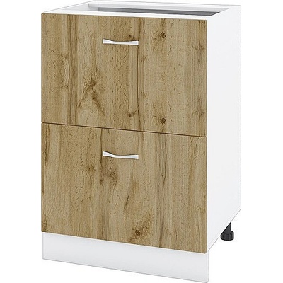 ИРИМ Долен шкаф с две чекмеджета Сити БДД-44 бяло гладко / дъб дакота 60 см