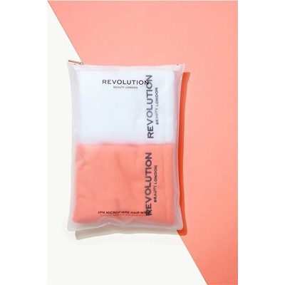 REVOLUTION HAIRCARE 2pk Plain Microfibre Hair Wraps – Coral/White