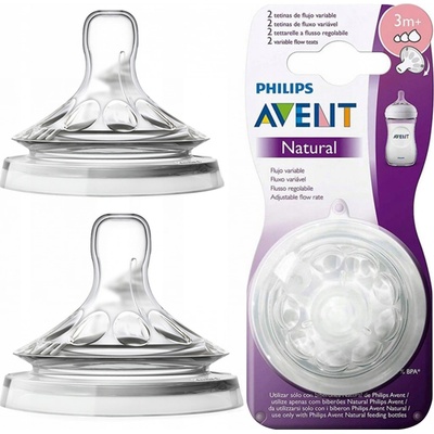 Philips Avent dudlík na kojeneckou láhev natural 1 otvor transparentní 2 ks – Zboží Dáma