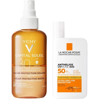 La Roche-Posay Anthelios & Vichy Capital Soleil Комплект - Защитен флуид и Вода за тен, 50 + 200 ml