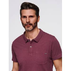 Ombre Clothing Мъжка поло тениска с декоративни бутонки - бордо V6 S1744 Ombre Clothing Ombre Clothing | Cherven | МЪЖЕ | S
