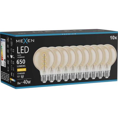 Mexen Vintis 10x LED спирална крушка, E27, G80, 8W, Топла светлина - 2700K, 650 lm, кехлибар (L165-E27-0827-50x10)