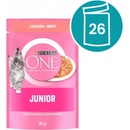Purina One Junior mini filetky s lososem a mrkví ve šťávě 26 x 85 g