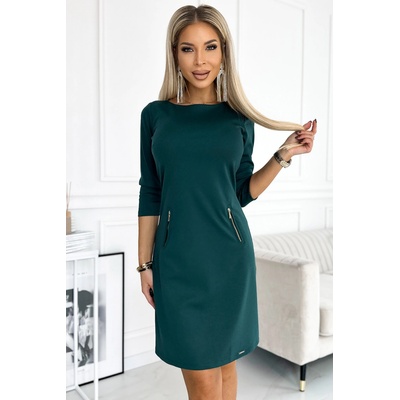 Numoco Tmavě zelené mini šaty se zipy mary 420-5 green