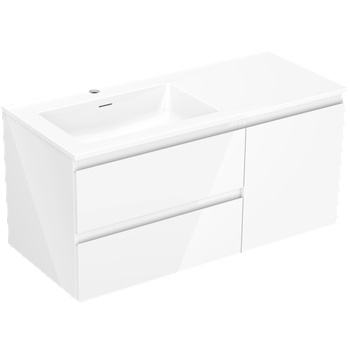 Mexen Orio шкаф за баня 100 см с мивка Otis лява, 2S, 1D, бял гланц - 91A13-10047-3-BBFFF00-W18L00 (91A13-10047-3-BBFFF00-W18L00)