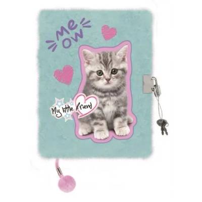 Детски момичешки плюшен таен дневник с катинар 3D A5 My Little Friend Mint Kitty