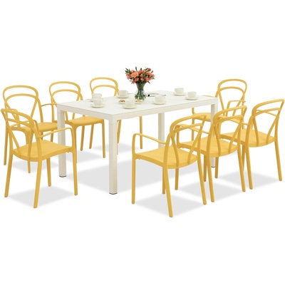 BICA Комплект градински мебели King/Vague в бяло и оранжево за 8 души Bica (BC440BL-8xBC312TU)