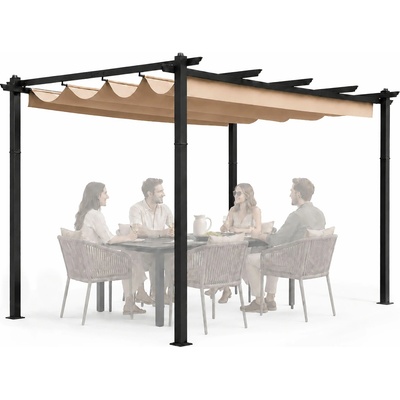Zahradní pergola MultiGarden DN-FG-632-3 3x4 m se stahovacím zastíněním- béžová