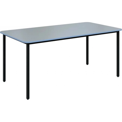 JSBR 170 N jídelní stůl kovová podnož černá deska 18 mm deska šedá s hranou pastelově modrá 1700 x 900 mm