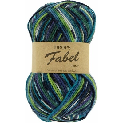 Drops Fabel Print 677 modro zelená mix