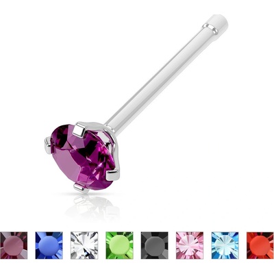 Šperky eshop piercing do nosu s větším zirkonem rovný C14.20 červená R