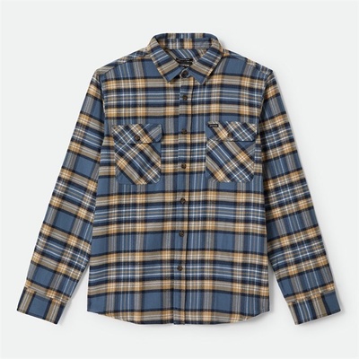 Brixton Bowery flanelová košile azure blue/washed navy/sand