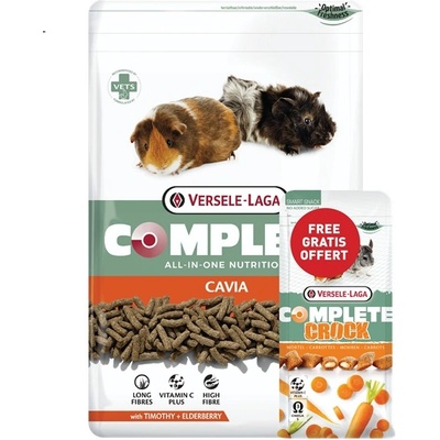 Versele-Laga Cavia Complete - Морски свинчета 1, 75 кг + Complete Crock Carrot 50 г безплатен екструдиран фураж за домашни морски свинчета