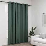 Pure Line Home Завеса с ленена текстура в цвят зелен с метални халки, 290 x 245 см