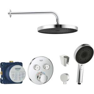 SANITINO - Душ комплект с термостат Grohe и скрито тяло, аксесоари kielle, хром SANI21GKK000 (SANI21GKK000)
