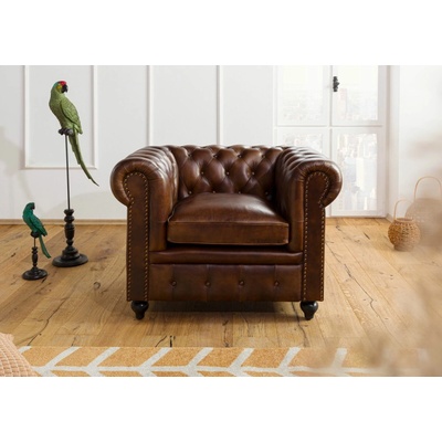 Bighome Cambridge z Pravej Kože 105X82X75 Hnedé