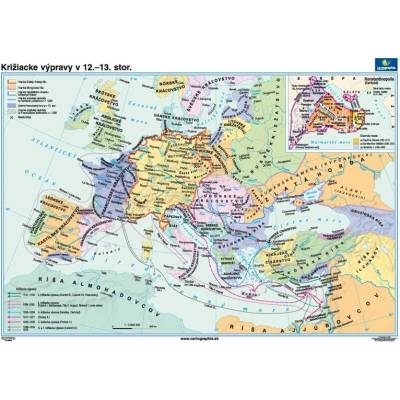 Cartographia Križiacke výpravy v 12.-13.stor. (160x120 cm), nástenná, fóliovaná, lištovaná