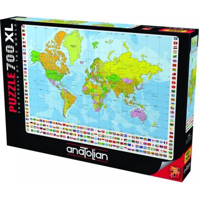 Anatolian Пъзел Anatolian - Политичска карта на света, 700 XL части (P2703)