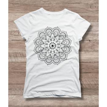 Мъжка тениска 'Мандала цвете' - бял, s