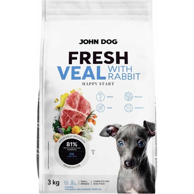 John Dog Fresh Junior Small breeds Veal with rabbit 3 kg