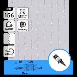 Aigostar Aigostar-LED Външен коледен гирлянд 156xLED/8 функции 4, 2x1, 2m IP44 студено бяло (AI3087)
