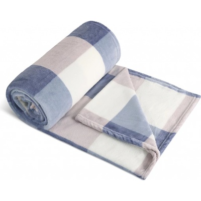 Bellatex KEMPING PLUS modrá kostka lehká deka z mikrovlákna 150x200