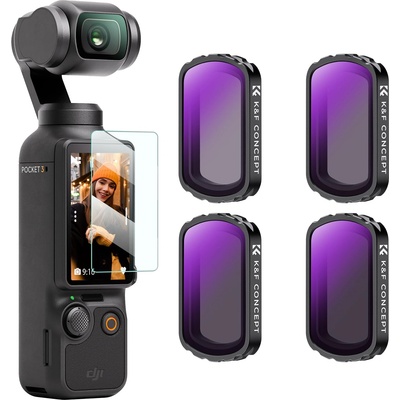 K&f concept magnetic ND filter set, compatible with DJI OSMO Pocket 4 and Pocket 3, pack of 4 ND4, ND8, ND16, ND32 filters, Osmo Pocket 4/3 accessories (aluminum frame) - SKU. 2093