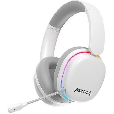 Marvo MONKA ECHO RS, slúchadlá s mikrofónom, biela, podsvietená, Tri-mode HG9070W