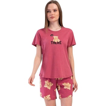 Дамска лятна пижама с къс ръкав в бордо