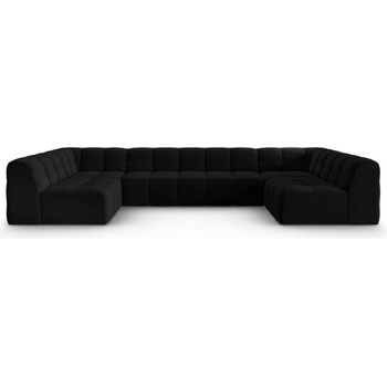 Micadoni Ъглов диван от черно кадифе (U-образен) Kendal - Micadoni Home (MIC_U_121_F1_KENDAL3)