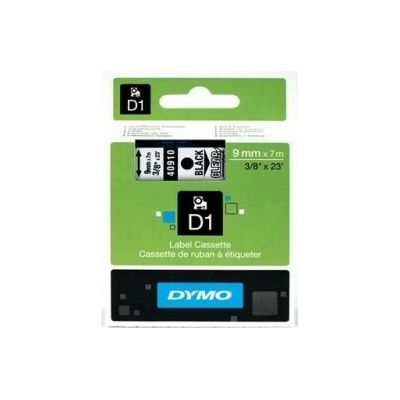 Originálna páska Dymo D1, 9mm, 40910, S0720670, čierna tlač/transparentný podklad, 7m