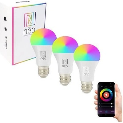 IMMAX NEO SMART E27 11W RGB+CCT+CCT barevná a bílá, stmívatelná, Zigbee, TUYA, 3ks 07743C
