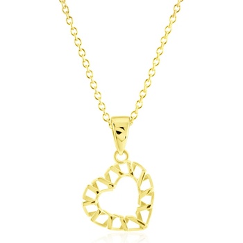 Gemmax Zlatý řetízek s přívěskem srdíčko s prořezávaným vzorem GLSYN-39341-36261