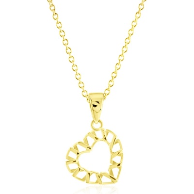 Gemmax Zlatý řetízek s přívěskem srdíčko s prořezávaným vzorem GLSYN-39341-36261